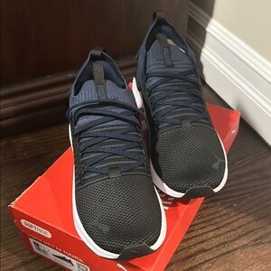 Puma Black and Blue Sneakers with Breathable Mesh Upper